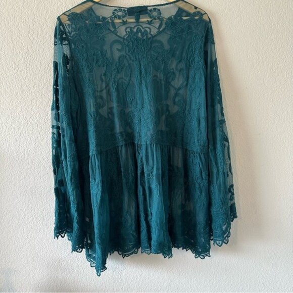 Lane Bryant Size 16 Embroidered Mesh Babydoll Top Coquette Romantic Fairycore - Picture 4 of 12